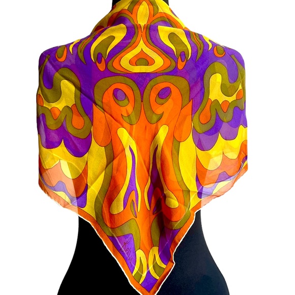Bellotti Accessories - Vintage Bellotti Silk Chiffon Scarf Mid Century Pucci Like 60s Psychedelic Scarf
